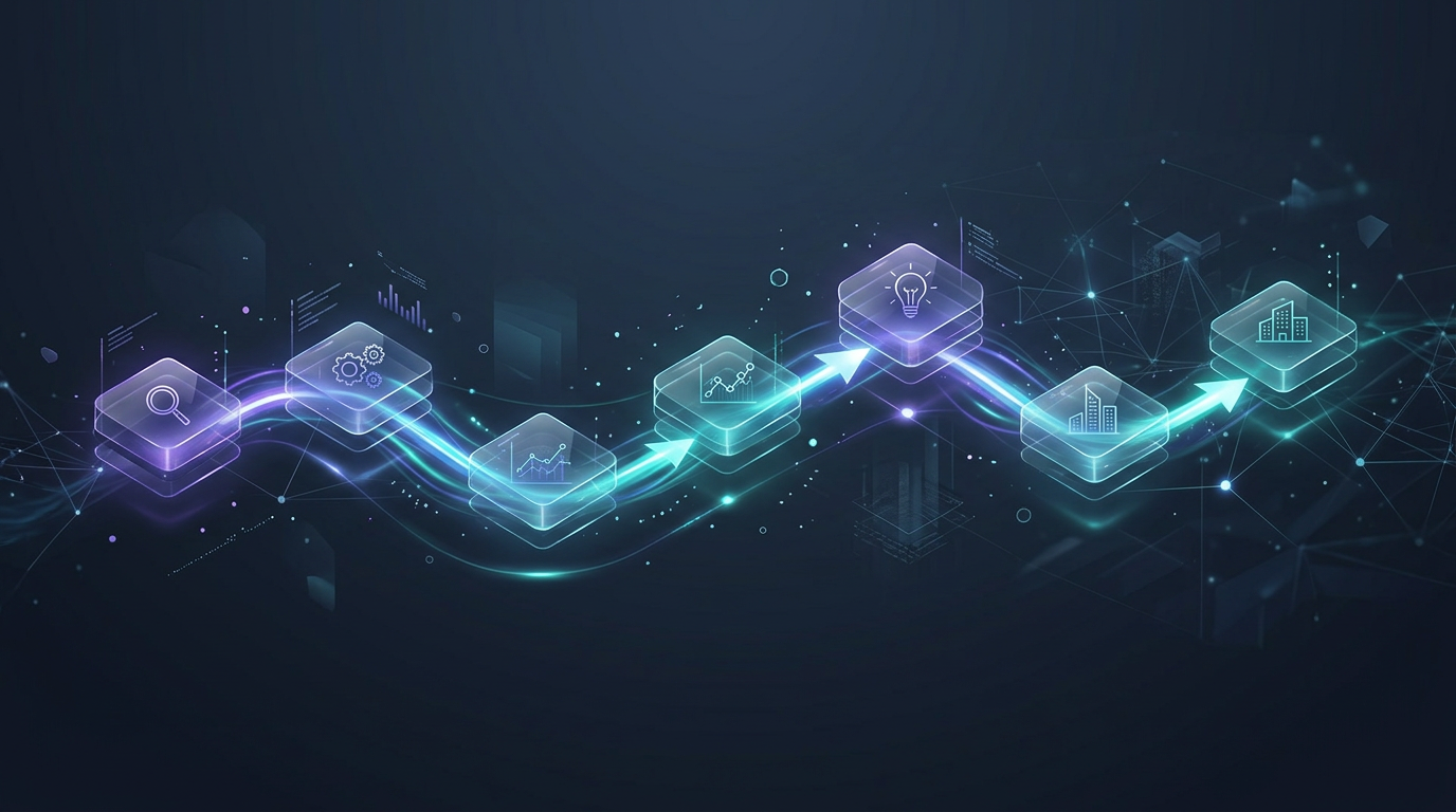 Abstract illustration representing structured delivery and collaboration flow